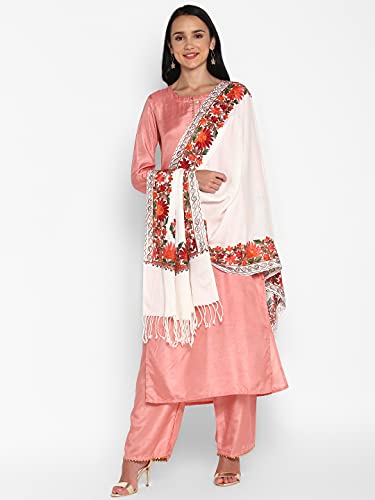 Zamour Women Embroidered Large Scarf Wrap Faux Pashmina Wool, Indian Kashmiri Oversized Winter Scarves Wraps Stole Shawl3