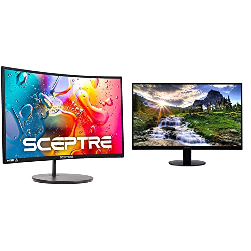 Image of Sceptre 24-inch Curved Gaming Monitor (C248W-1920RN Series) and Acer 21.5 Inch Full HD (1920 x 1080) IPS Ultra-Thin Zero Frame Computer Monitor (SB220Q bi)