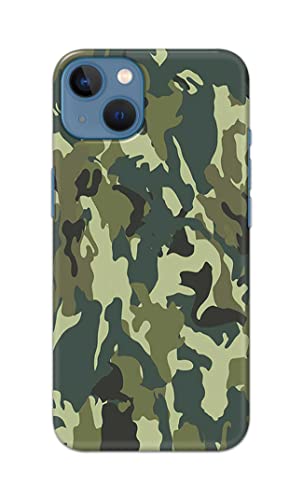 Image of Printed Hard Back Cover Case for Apple iPhone 13 Back Cover (Green Army Camouflage) -1803