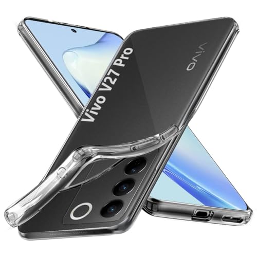Image of Fashionury Crystal Clear Case for Vivo V27 Pro 5G | Yellowing Resistance | Transparent TPU Silicone | Raised Camera Lips | Slim Transparent Cover