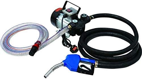 Neilsen CT5183 Electric Diesel Fuel Transfer Pump 230V 60L/Min with Bypass Valve, Automotive Filler Nozzle, 2M Inlet Hose & 4M Outlet Hose, Compact Portable Fuel Dispenser