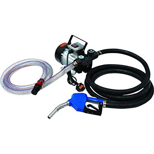 Neilsen CT5183 Electric Diesel Fuel Transfer Pump 230V 60L/Min with Bypass Valve, Automotive Filler Nozzle, 2M Inlet Hose & 4M Outlet Hose, Compact Portable Fuel Dispenser