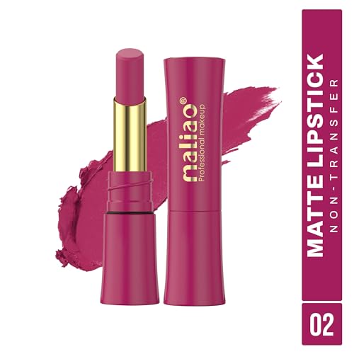 Image of Maliao Matte Lipstick - Non-Transfer, Long-Lasting, High-Pigment, 3.5g (Shade 02, Medium)