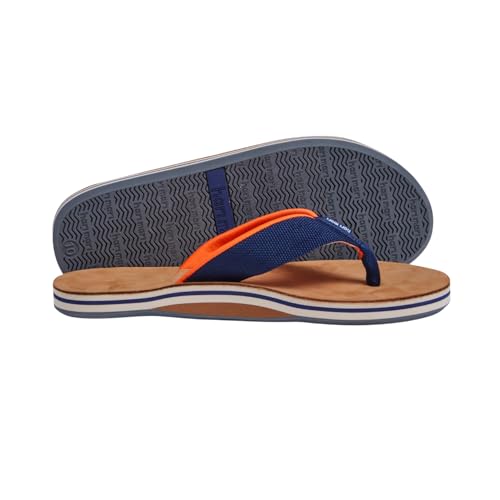 Image of Hari Mari- Scouts- Men's Nubuck Leather Flip Flops With Nylon Webbing Strap- No Break Ins, Firm Arch Support, and Beveled Edge to Reduce Tripping