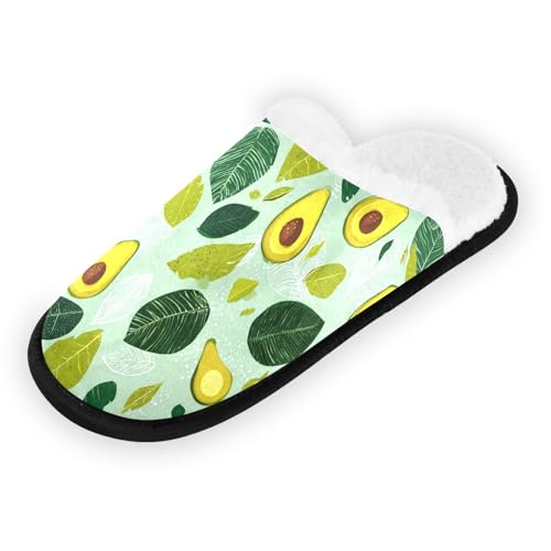 Painted Avocado Green Slippers For Women Men Soft Memory Foam Non-Slip Fruit Winter Indoor House Shoes Travel Slipper2