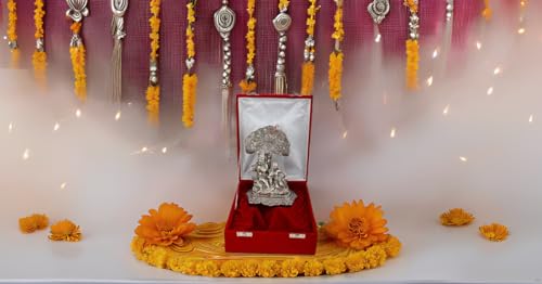Image of Lavanaya Silver Presents: Silver Plated Radha Krishna God Idol Statue | Showpiece with Premium Gift Box - Perfect for Marriage Anniversary, Wedding, Housewarming, and Birthday Gifting
