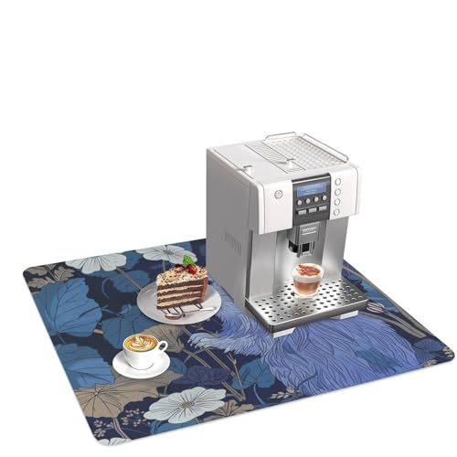 Gerbil - Tapete de café azul real para mostrador, tapete de absorción rápida debajo de la cafetera para bar