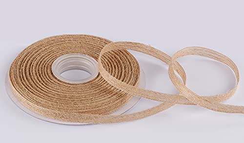 Joycrosso 9mm Wide Natural Burlap Fabric Natural Jute Beautiful Burlap Ribbon Great for Wedding Gift Wrapping Home Décor Floral Arrangement - Image 3