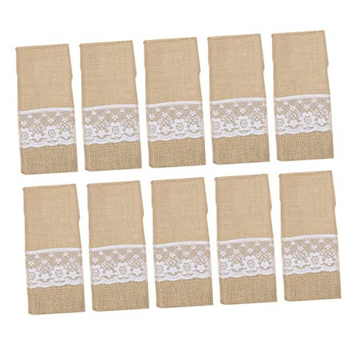 Abaodam 10 Pièces Pochette à Couverts Dentelle Housse De Service Rustique Pour Mariage Ou Décoration Intérieure