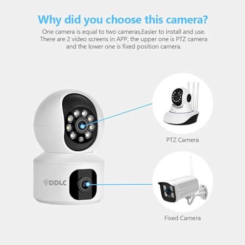 Image of DDLC 5MP Indoor WiFi Smart CCTV Camera for Home | 1080p HD | Color Night Vision | Motion Detection | Two Way Audio | Wireless Home Security Camera with Mobile App V380 Pro (Upro Dual Lens)