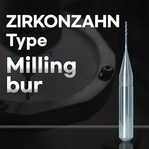 Image of Diamond-Coated Milling Bur 1mm - Compatible with ZIRKONZAHN M1 CAD /CAM Systems for Zirconia, 3-Flute Ball Endmill, 6mm Shank, Long Life
