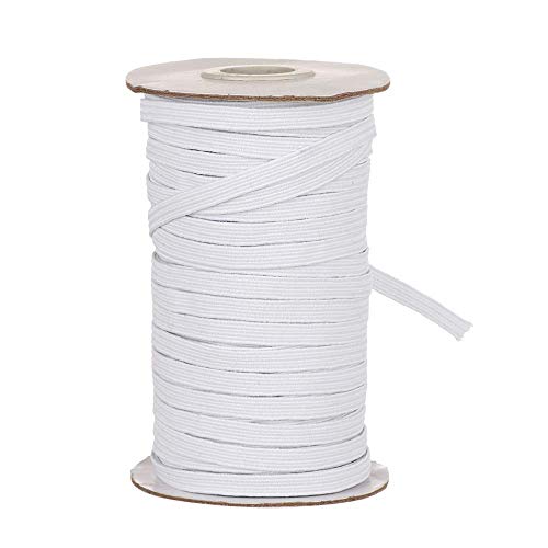 Genenic 1/4 Inch Elastic Bands for Sewing, White Black Elastic String Cord, Soft Handmade Making Crafts Elastic Stretch Rope (30yards, White)
