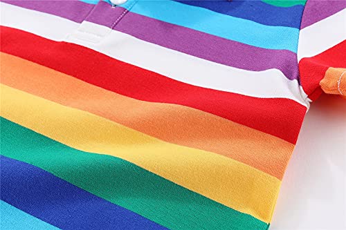 Mud Kingdom Baby Boys Rainbow Polo Shirt Short Sleeve Colorful Stripe Summer 1T #TOP4