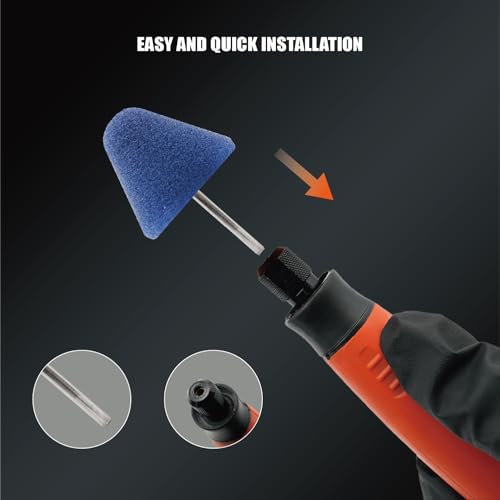 Image of SPTA Blue Mdium Cut Mini Cone Polishing Pad Sets with 1 /8 inch Shank, 5Pcs Orange Flexible Shaft Cone Polishing Pad Set,Car Detailing Pads for Small Area for Flexible Shaft & Drill Attachment -PT190-5