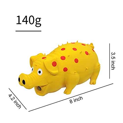 Andiker Dog Squeaky Toy, Dots Latex Dogs Chew Toys with a Oinks Sound Squeaker Grunting Pig Dog Toy Durable Self Play 8" Dogs Squeeze Toy for Dental Biting Chasing to Kill Boring Time (Yellow) - Image 5