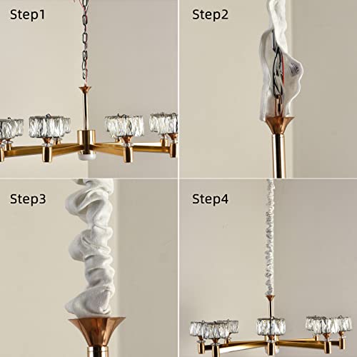 Image of Chandelier Chain Cover 2 Packs for Electirc Wire and Chain Cover, 6 Feet Length Cotton and Linen Fabric White Color