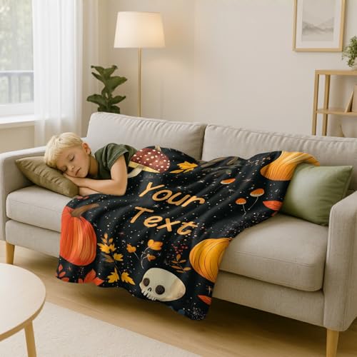 Image of Personalized Baby Blanket with Name, Custom Name Blanket for Kids Soft Flanne Blankets in Easter Personalized Baby Gifts for Infant Newborn Shower (Black)