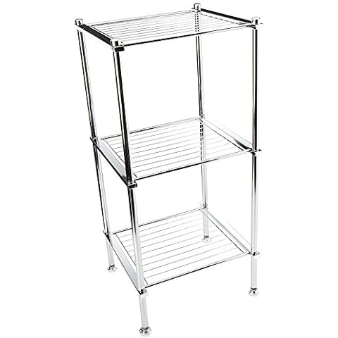 Organize It All 3 Tier Chrome Freestanding Bathroom Storage Shelf , 12.25 x 13 x 29.75 in Cover