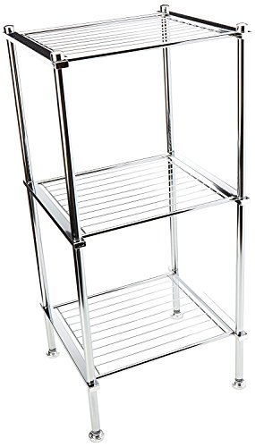 Organize It All 3 Tier Chrome Freestanding Bathroom Storage Shelf , 12.25 x 13 x 29.75 in