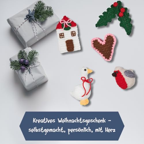 In der Weihnachtshäklerei - Der Adventskalender mit Material und Anleitungsbuch für 24 Häkelprojekte: Box (38,5 x 26,5 x 5 cm) mit 24 kleinen Boxen, Garn (100 % Acryl), Zubehör für 24 Häkelprojekte