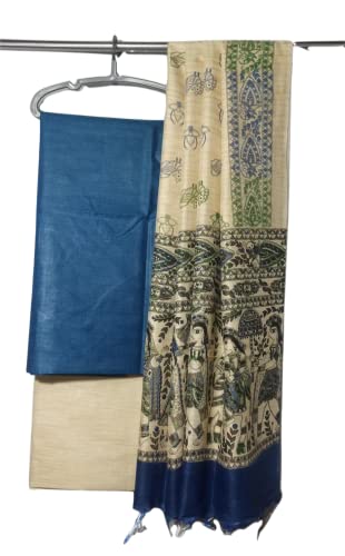 Image of ZERATEX Cotton Silk Hand Crafted Unstitched Suit Set for Women with Dupatta | Cotton Silk Salwar Suit Dress Material for Women & Girls | Top - 2.5 M, Bottom - 2.50 M & Dupatta - 2.5 M