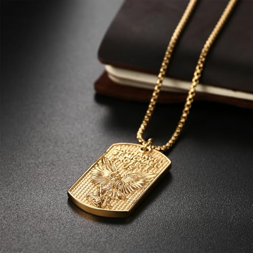 Collier Saint Michel homme en acier pendentif archange catholique - 5
