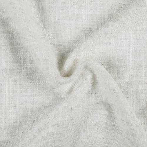 Image of TWOPAGES 34 inch inch W x 24 inch inch L Linen Blend Cafe Curtains for Kitchen Window, Light Filtering Pinch Pleated Tier Curtains, Modern Farmhouse Half Window Curtains for Bathroom, Ivory White, 2 Panels