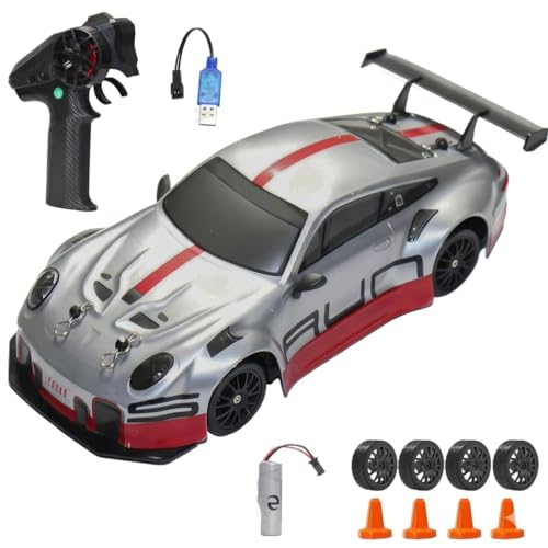 Image of RC Drift Racing Car Red - High Speed Remote Control Drift Car with 2.4GHz Wireless Controller, USB Rechargeable, Durable Body, Includes Extra Wheels & Cones - RC Car for Kids & Adults
