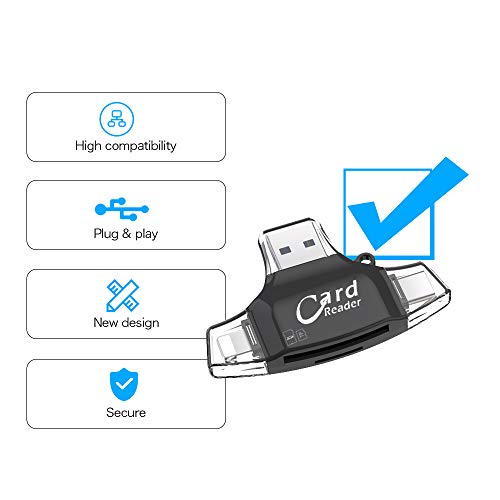 Docooler Leitor de Cartão SD 4 em 1 Adaptador de Leitor de Cartão SD/TF para iPhone/Android/PC