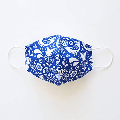 Máscara facial 100% de algodón con motivos populares, reutilizable y lavable, antipolvo, protector facial plegable, blanco