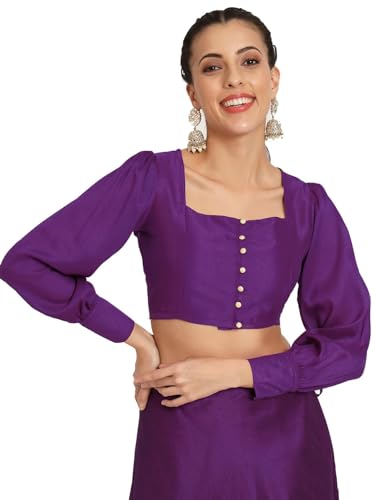 Image of studio rasa Chroma Button Down Shirt Style Blouse Crop Top for Women Girls Casual Party