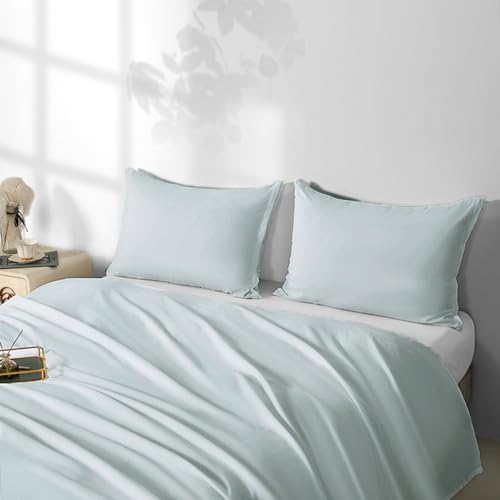 Queen Size Zipper Pillow Cases Set of 2,Ice Blue,20x30 Inches
