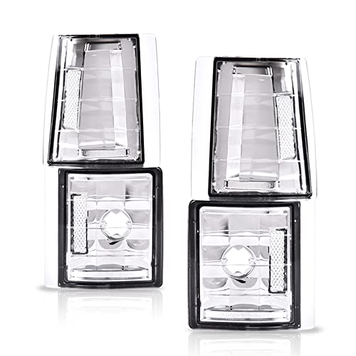 Pit66 Corner Signal Side Marker Lamps, Compatible With 94-99 Chevy C/K 1500 2500 3500 Suburban/95-99 Chevy Tahoe/94 Chevy Full Size Blazer Clear Lens Chrome Housing Clear Reflector #TOP18