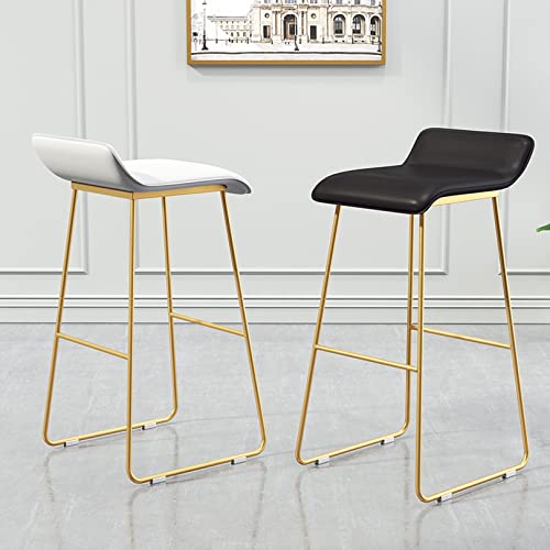 Tabourets hauts de bar industriel en cuir synthétique blanc 65cm pour cuisine et pub