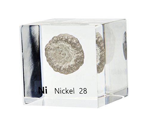 Nickel Metal in 50mm (2x2in) Acrylic Cube for Element Collection