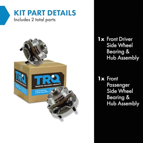 Image of TRQ Front Left and Right Wheel Bearing and Hub Assembly Set 2 Piece Compatible with 2003 Infiniti G35 2004-2006 G35 Base Model 2007 G35 Coupe 2003-2009 Nissan 350Z