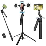 Auto Face Tracking Selfie Stick Tripod for iPhone&Android, 360° Rotation Phone Holder Stand with Remote&Fill lights, 71'' Phone Camera Tripods Stand for Content Creator Tiktok Vlog Video Recording
