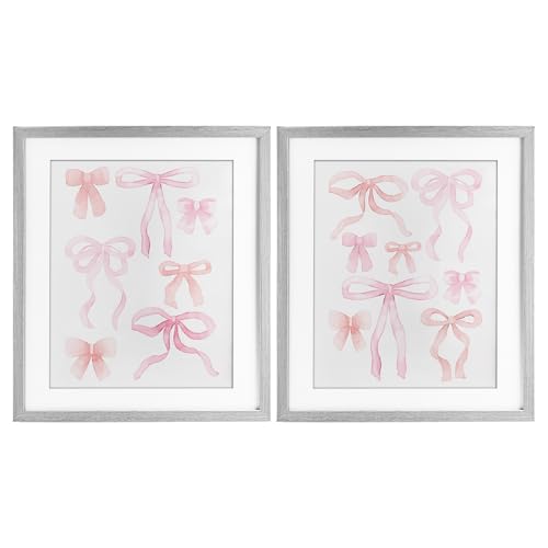 Elegant & Soft Bows impression encadrée 2 pièces gris Kim Allen verre