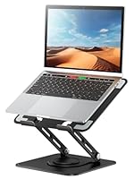 tounee Laptopständer für den Schreibtisch, Verstellbarer Computerständer mit 360°-Drehfuß, ergonomischer Laptop-Erhöhung, kompatibel mit MacBook Pro, Air und Allen Laptops von 10-15.6Zoll – Schwarz