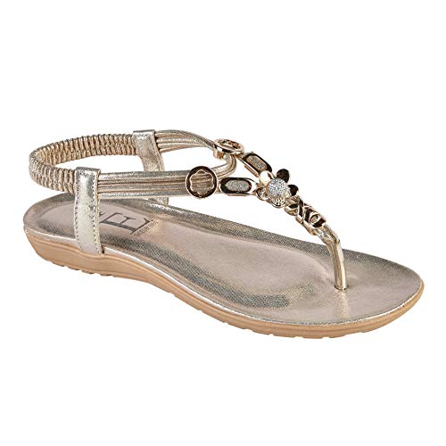 Lora Dora Womens Diamante Flip Flop Gold UK 5 Lora Dora Womens Diamante Flip Flop Gold UK 5