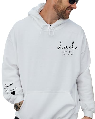 Custom Dad Hoodie with Kid Name Personalized Dad Sweatshirt New Dad Shirts for Men New Baby Girl Daddy Est 2024 Hoody for Dad Birthday from Daughter Men3