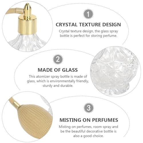 Topxome 100ml Clear Crystal Vintage Style Perfume Bottle Long Spray Tassels Atomizer Pump Refillable Glass Bottles Lady Makeup Tool (Gold)