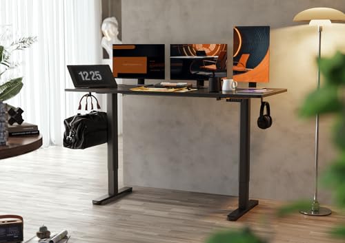 Claiks Electric Standing Desk, Adjustable Height Stand up Desk, 63x24 Inches Sit Stand Home Office Desk with Splice Board, Black Frame/Black Top
