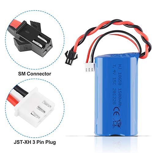 7.4V 1500mAh Li-ion Battery 15C SM Plug Rechargeable Battery with USB Charger for RC Car Boat Spare Parts Accessories - Thumbnail 3