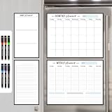 JJPRO Non-Magnetic Dry Erase Calendar for Fridge, Reusable M...