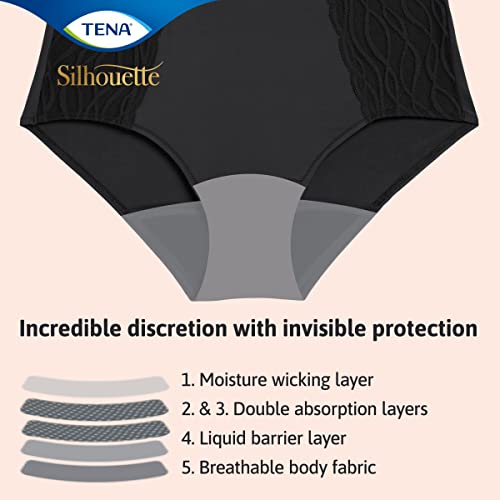 Tena-Silhouette-Womens-Washable-Incontinence-Pants-Soft-and-Stretchy-Black-3X-Protection-for-Light-Leaks-Dry-and-Secure-with-Odour-Control-Pack-of-1-Black-Size-XL