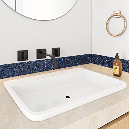 Funstick Galaxy Blue Black Glitter Wallpaper Border Peel And Stick Wall Border Self Adhesive Sparkle Black Wallpaper Decorative For Bedroom Bathroom Mirror Border Trim Glitter Contact Paper 3.9"X200" #TOP1
