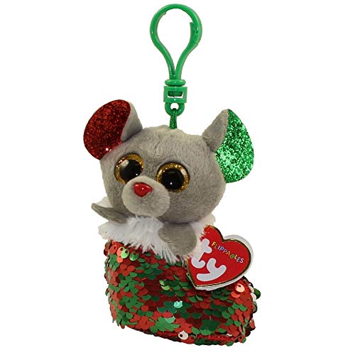 Peluche Ty Chipper Mouse de Noël avec clip, le petit cadeau de table idéal