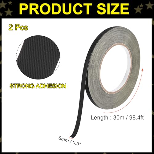 Image of MECCANIXITY 2Pcs Insulating Acetate Roll Cloth Adhesive Tape, 0.3in x 98ft Black Electrical Heat Resistant Fabric Tape for Laptop Electric Automotive Guitar Repair Wire Harness