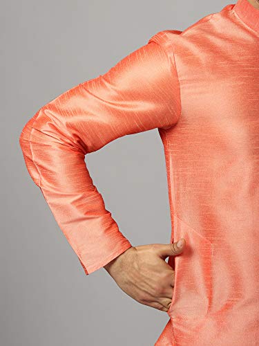 Image of Uri and MacKenzie Banarasi Dupion Silk Solid Kurta Churidar Pyjama Set for Men